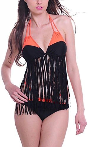 Sexy And Fashioable Womens Hot Halter Tassel Padded Bikini Set Swimwear Swimsuit Orangexl=Us 14-16 Charming