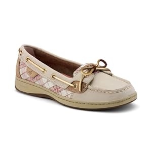 Sperry Angelfish Womens, Linen Leather/Oat Plaid Sequins, 5.5 M US