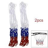 2 Pcs 12 Loop Nylon Braided Multicolor Basketball Net