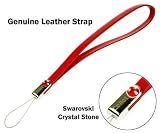Cellet Signature Swarovski Red Leather Wrist Strap