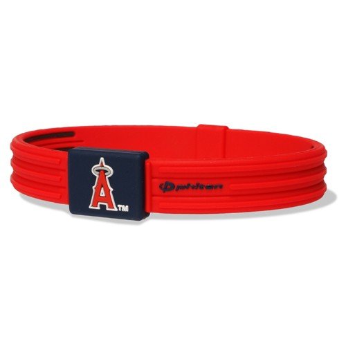 Phiten Los Angeles Angels of Anaheim Red MLB Authentic Collection Silicone-Titanium S-Type Bracelet