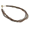 Glass and Seed Beads Brown Necklace "Colors of the Rainbow" -Fair Trade Gifts