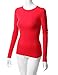 Doublju Womens Long Sleeve Round Neck Casual Solid Slim Fit Basic T-shirts