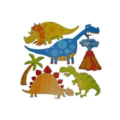 6 tlg. Set 3-D ! Wandtattoo / Fensterbild Dino selbstklebend Tattoo Zimmer Kinderzimmer Kinder Kind Baby Deko Dekoration Bilder Tier Dinosaurier Saurier Urzeit Junge Fenstersticker Wandsticker Sticker wiederverwendbar