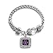 Inspired Silver - Chiari Malformation Support - Silver Braided Bracelet for Women - Square Charm Bracelet Jewelry Gift with Cubic Zirconia - Women's Charm Bracelet with Lobster Claw Clasp