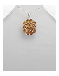 Citrine Pendant Necklace In 92.5 Sterling Silver