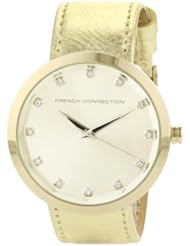 French Connection Womens FC1006GG Leather Strap Gold-tone Stainless Steel Watch