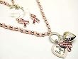 Pink Ribbon Faith Love Hope Necklace and Earrings Set