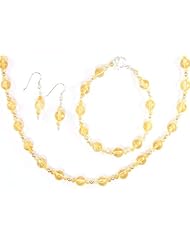 Hanfords of London Handmade Citrine and Silver Necklace, Bracelet & Earrings Jewelry Set. Handcrafted in the UK. Birthstone for November.