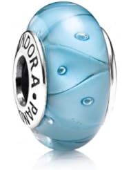 Pandora Silver Abstract Turquoise Blue Murano