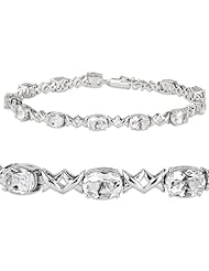 Sterling Silver 11.40 cttw Oval-Cut Genuine White Topaz X-Link Bracelet