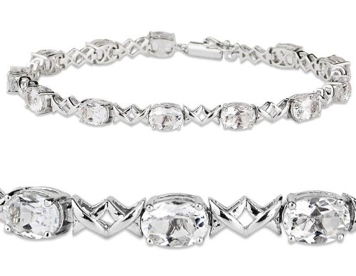 Sterling Silver and 11.40 cttw Oval-Cut Genuine White Topaz X-Link Bracelet