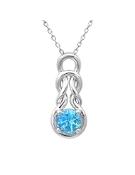 Swiss Blue Topaz Love Knot Pendant-Necklace in Sterling Silver (1ct tw)