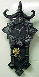 Evil Tribal Skull Pendulum Wall Clock Goth Wicked