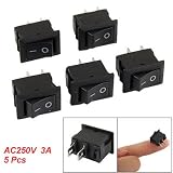 5 Pcs On/Off AC250V 3A SPST Black Mini Rocker Switch