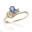 Ring With Precious Stones - Genuine Diamond and Tanzanite Crafted in Yellow Gold- Size 7 (Size 7)