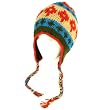 100% Wool Himalaya Nepal Hand Knit Tassel Handmade Trapper Trooper Lined Olive