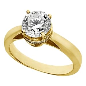 Pave Diamond Engagement Ring for Larger Round Diamond 14k Yellow Gold