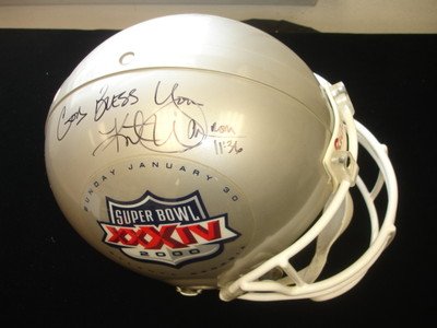 kurt warner autographed helmet