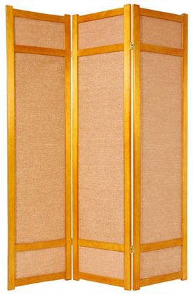 Simple Office Partition - 6ft. Jute Japanese Shoji Portable Floor Screen Room Divider - 3 Panel Honey