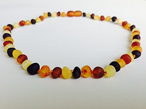 Certified Natural Batlic Amber Baby Teething Necklace - Raw Mixed Baroque - *SCREW CLASP* *SAFETY KNOTTED*