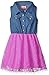Dream Star Girls' Chambray Button Front with Lace Lined Skirt Dress