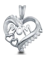 1/10 cttw. Diamond Mom Pendant 10K White Gold