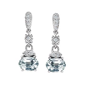 3.04 cttw 925 Sterling Silver Oval Genuine Aquamarine Earrings by Finejewelers