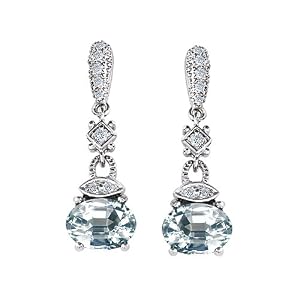 3.04 cttw 925 Sterling Silver Oval Lab Created Aquamarine Earrings</span>&nbsp;<span style=