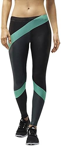 Qiuyun Women's Polyester Stretch Skinny Shiny Leggings Size L Color Green