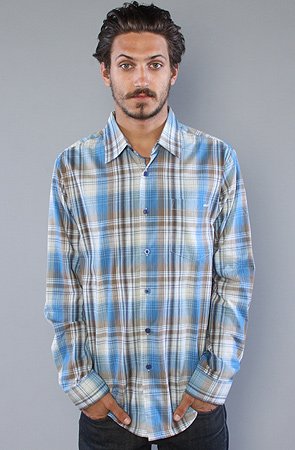 RVCA The Raceway Plaid Buttondown Shirt in Royal Fade,Buttondown Shirts for Men