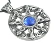 Blue Crystal Celtic Sun Design Pewter Pendant Necklace