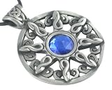 Blue Crystal Celtic Sun Design Pewter Pendant Necklace