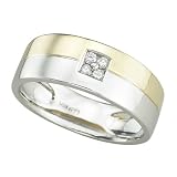 14K Two Tone Gold 1/10 ct. Bezel Set Diamond Men's Wedding Ring