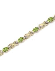 10kt Yellow Gold Oval Peridot and Diamond Bracelet