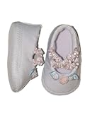 White & Pink Elastic Strap Flower Skimmer Shoes by Baby Deer
