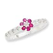Sterling Silver Ruby & CZ Ring