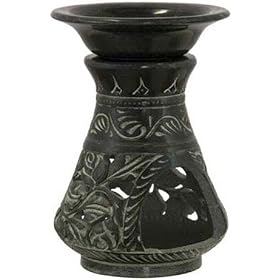 Black Hand Carved Indian Soapstone Aromatherapy Diffuser - Warmer for Home Fragrance and... by Gifts-to-Impress