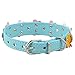 Berry Pet PU Leather Flower Dog Collars for Small Dogs,Blue,1.0