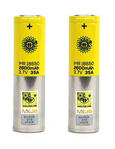 2 MXJO IMR 18650 2600mAh 3.7V 35A High Drain Rechargeable Flat Top Battery