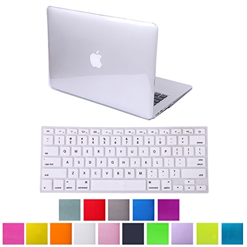 HDE Sleek Crystal Clear Hard Shell Case Snap Protective Cover + Keyboard Skin for Macbook Air 13