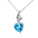 3.00 Carat Blue Topaz & White Sapphire Heart Pendant in Sterling Silver with Chain