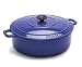 World Cuisine Oval Enamel Cast Iron Dutch Oven 5 1/2 Quart with Lid, Blue