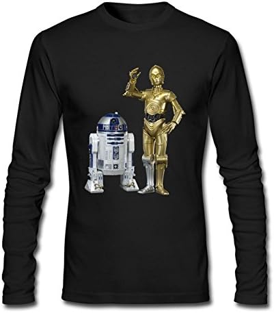 Yosni Star Wars R2-D2 and BB-8 Custom Long T-Shirt for Mens Black M