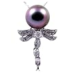 18K White Gold with Diamonds and 10.5mm Tahitian Pearl Pendant & 16" 14K White Gold Chain