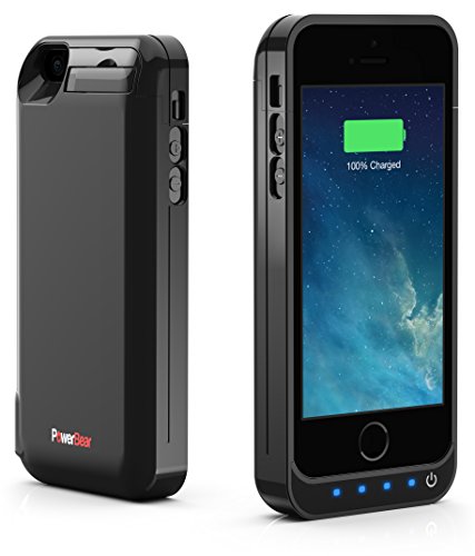PowerBear iPhone 5SE / iPhone 5S / iPhone 5C / iPhone 5 Extended Rechargeable Battery Case with Built in USB PowerBank with 4000mah Capacity (Up to 250% Extra Battery) - Black [24 Month Warranty and Screen Protector Included]