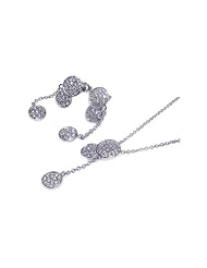 Nickel Free Sterling Silver Pendant & Earring Sets Matching CZ Disk Earring And Necklace