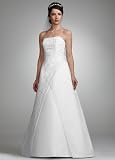 David's Bridal Wedding Dress: Strapless Satin A-Line Front Gown Style V8591
