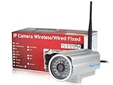 (Promotion) HooToo® HT-IP212 Outdoor Wireless Network Surveillance IP Camera, M-JPEG Video Format, 1/4" CMOS Sensor, Viewing Angle at 60°, 24 IR Illuminators for Night Vision of Larger Survey Area Even At Nights, Gmail/Hotmail Email Alerts and Scheduled Alarm Events, Cross Platform Support Such As Internet Explorer (64bit IE Excluded), Safari, Firefox, Google Chrome, etc, User-Friendly Web Interface Easy Operation, Robust Design in Silver