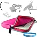 Magenta Zip Case for Barnes and Noble Nook + White Clip On Light + White Wall Charger + White Car Charger + Wisdom * Courage Wristband